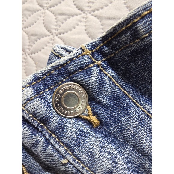 Lucky Brand Distressed Denim Overalls Medium Wash Ripped Straight Leg Blue - Picture 12 of 13